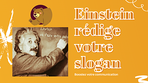 rédiger un message ou un slogan  sur une image d'Einstein au tableau