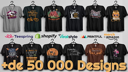 vous fournir + de 50000 designs de T-shirts