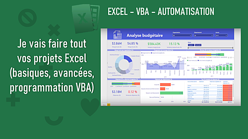 faire tout vos projets Excel (basiques, avancées, programmation VBA)
