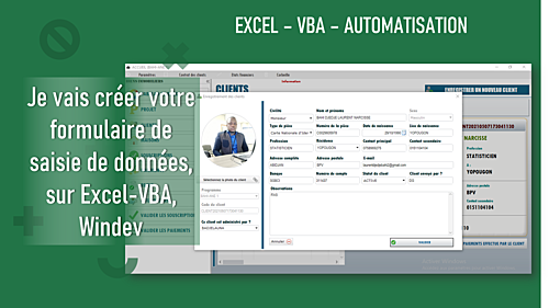 créer votre formulaire de saisie de données, sur Excel-VBA, Windev
