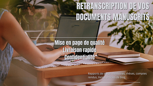 retranscrire vos documents manuscrits au format Word (5 pages)
